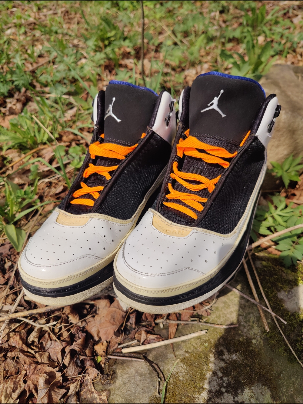 Nike Kids Black White Orange Jordan Sneakers